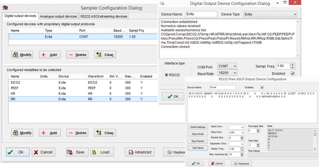 Screenshot of analogue input signals configuration.