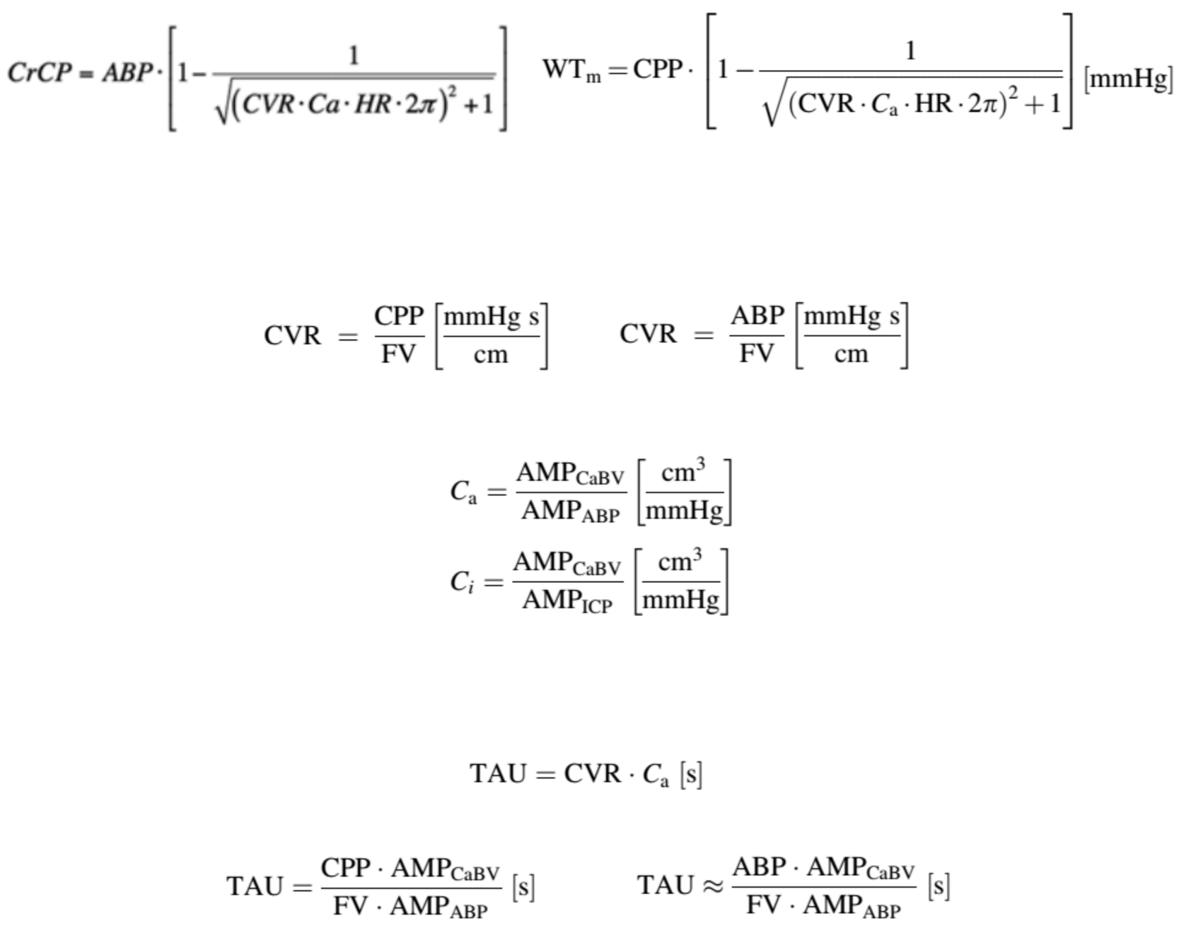 Formulas Cardilogy Formulas 2 | Cambridge Enterprise ICM+